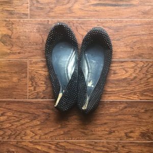 Black Rhinestone Flat Shoe